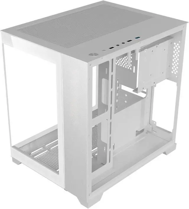 Alt view image 5 of 6 - DIYPC DIY-CUBE01-W White USB3.0 Tempered Glass Micro ATX Gaming Computer Case w/ Dual Tempered Glass Panel. Fans Not Included