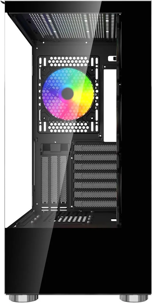 Alt view image 3 of 7 - DIYPC ARGB-Q18-BK Black USB3.0 ATX Mid Tower Gaming Computer Case w/ Dual Tempered Glass Panel and 4 x ARGB 120mm Fans (Pre-Installed)