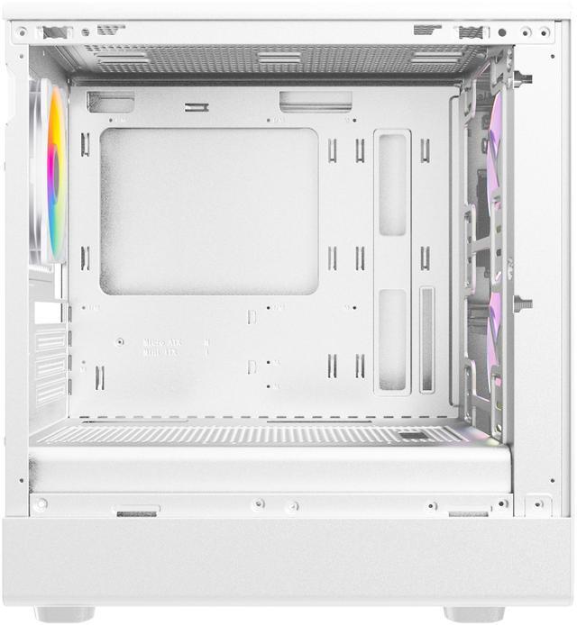Alt view image 6 of 7 - DIYPC ARGB-R1-W White USB3.0 /Type C Micro ATX Gaming Computer Case w/ Tempered Glass Panel and 4 x ARGB 120mm Fans (Pre-Installed)