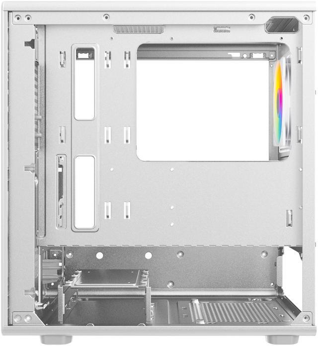 Alt view image 7 of 7 - DIYPC ARGB-R1-W White USB3.0 /Type C Micro ATX Gaming Computer Case w/ Tempered Glass Panel and 4 x ARGB 120mm Fans (Pre-Installed)