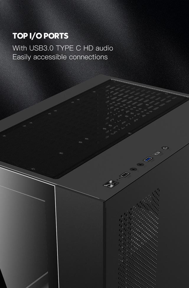 Alt view image 4 of 11 - DIYPC ARGB-Q3.R2-BK Black USB3.0 /Type C Tempered Glass Micro ATX Gaming Computer Case w/ Dual Tempered Glass Panel and 3 x ARGB Fans (Pre-Installed)