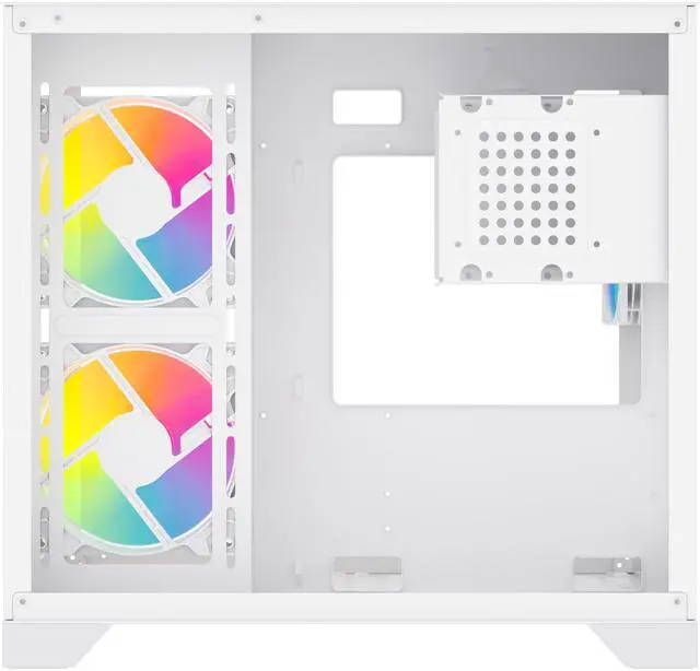 Alt view image 11 of 12 - DIYPC ARGB-Q3.R2-W White USB3.0 / Type C Tempered Glass Micro ATX Gaming Computer Case w/ Dual Tempered Glass Panel and 3 x ARGB Fans (Pre-Installed)