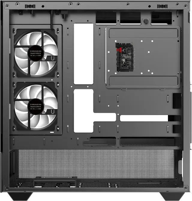 Alt view image 12 of 12 - DIYPC ARGB-N5-BK Black USB3.0 / Type C ATX Mid Tower Gaming Computer Case w/2 x Tempered Glass Side Panel and 3 x ARGB PWM Fans Pre-Installed, Support BTF Back Plug MB
