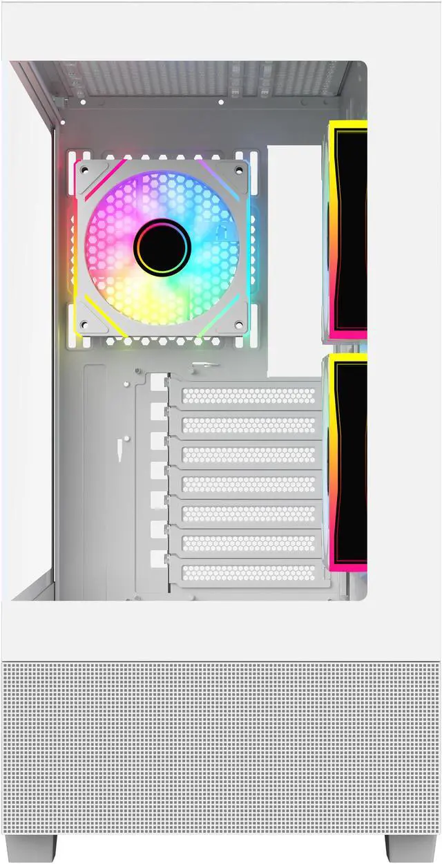 Alt view image 10 of 12 - DIYPC ARGB-N5-W White USB3.0 / Type C ATX Mid Tower Gaming Computer Case w/2 x Tempered Glass Side Panel and 3 x ARGB PWM Fans Pre-Installed, Support BTF Back Plug MB