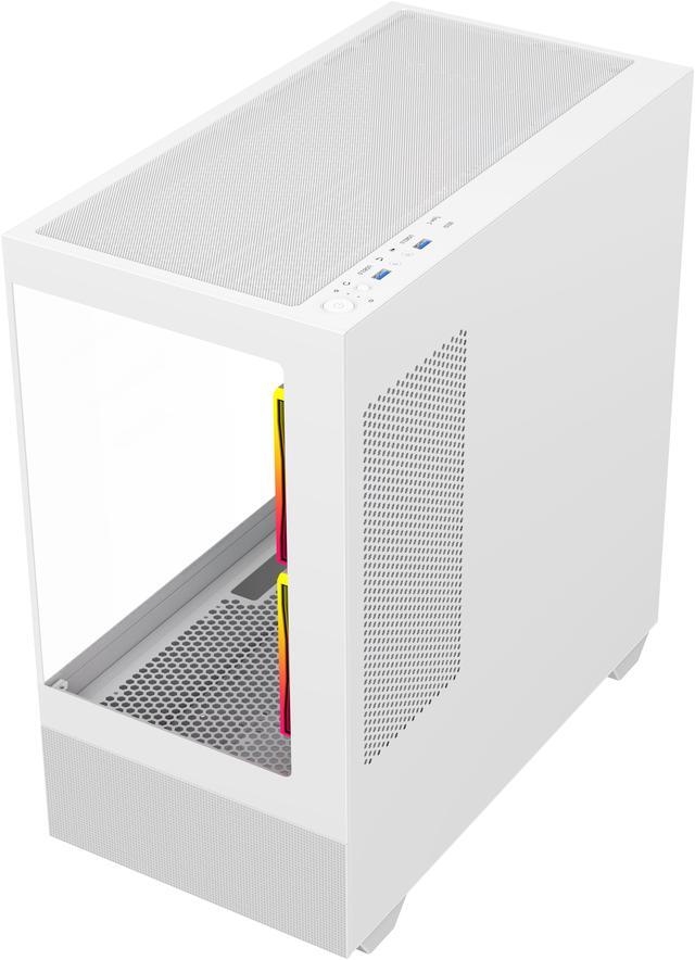 Alt view image 11 of 12 - DIYPC ARGB-N5-W White USB3.0 / Type C ATX Mid Tower Gaming Computer Case w/2 x Tempered Glass Side Panel and 3 x ARGB PWM Fans Pre-Installed, Support BTF Back Plug MB