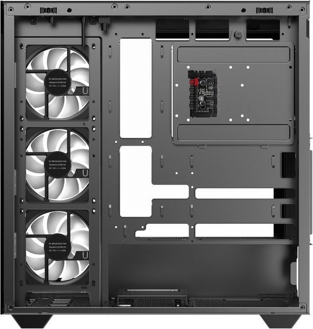 Alt view image 12 of 12 - DIYPC ARGB-N6-BK Black Dual USB3.0/ 1 xType C Tempered Glass ATX Gaming Computer Case w/ Dual Tempered Glass Panel and 4 x ARGB PWM Fans (Pre-Installed). Support  BTF Back Plug MB