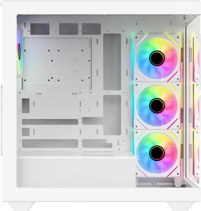 Alt view image 10 of 12 - DIYPC ARGB-N6-W White Dual USB3.0/ 1 xType C Tempered Glass ATX Gaming Computer Case w/ Dual Tempered Glass Panel and 4 x ARGB PWM Fans (Pre-Installed). Support  BTF Back Plug MB