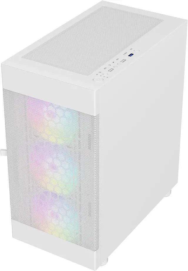Alt view image 8 of 11 - DIYPC ARGB-G5-W White USB3.0Tempered Glass Micro ATX Gaming Computer Case w/  4 x ARGB Fans (Pre-Installed), Support 360mm AIO