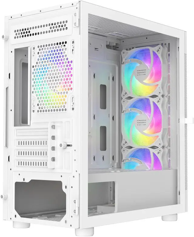 Alt view image 9 of 11 - DIYPC ARGB-G5-W White USB3.0Tempered Glass Micro ATX Gaming Computer Case w/  4 x ARGB Fans (Pre-Installed), Support 360mm AIO