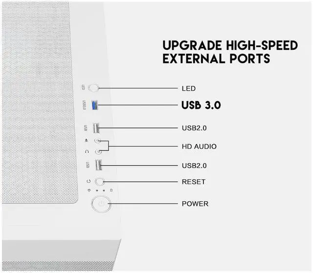 Alt view image 3 of 11 - DIYPC ARGB-G5-W White USB3.0Tempered Glass Micro ATX Gaming Computer Case w/  4 x ARGB Fans (Pre-Installed), Support 360mm AIO