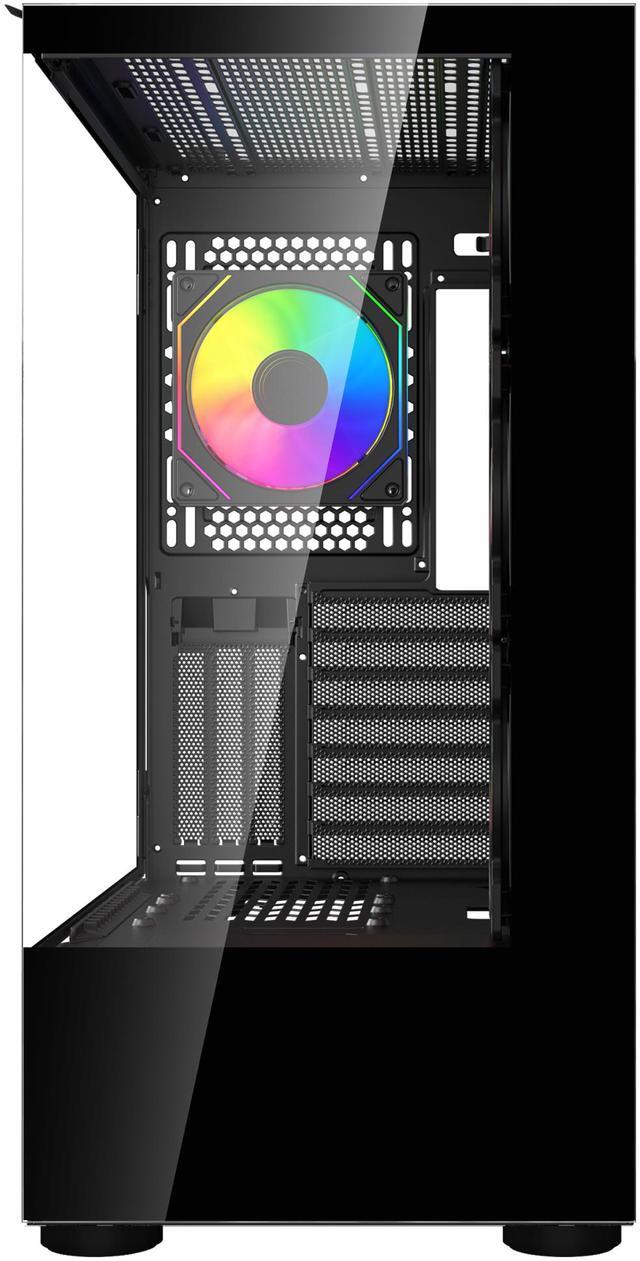 Alt view image 5 of 11 - DIYPC ARGB-Q18.V2-BK Black USB3.0 ATX Mid Tower Gaming Computer Case w/ Dual Tempered Glass Panel and 4 x ARGB 120mm Fans (Pre-Installed)
