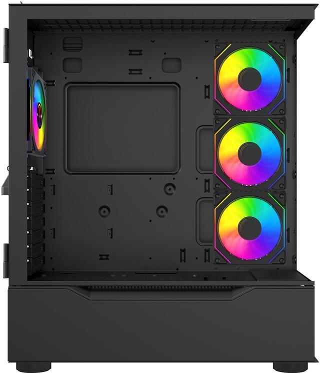 Alt view image 6 of 11 - DIYPC ARGB-Q18.V2-BK Black USB3.0 ATX Mid Tower Gaming Computer Case w/ Dual Tempered Glass Panel and 4 x ARGB 120mm Fans (Pre-Installed)