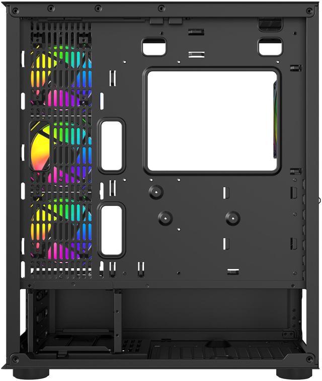 Alt view image 7 of 11 - DIYPC ARGB-Q18.V2-BK Black USB3.0 ATX Mid Tower Gaming Computer Case w/ Dual Tempered Glass Panel and 4 x ARGB 120mm Fans (Pre-Installed)