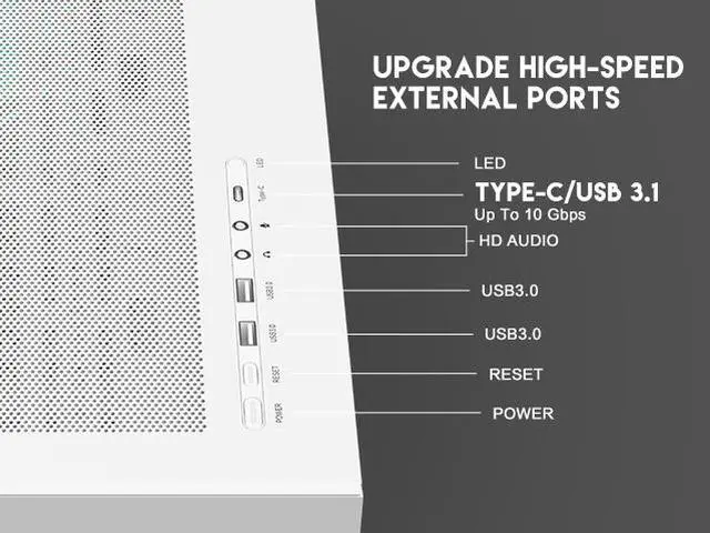 Alt view image 4 of 14 - DIYPC  Vanguard-F2-W -White Dual USB3.0 and Type C Tempered Glass ATX Full Tower Gaming Computer Case w/ 4 x 140mm ARGB PWM Fans (3 x MB Side, 1 x Rear) Pre-Installed. Support BTF Back Plug MB.