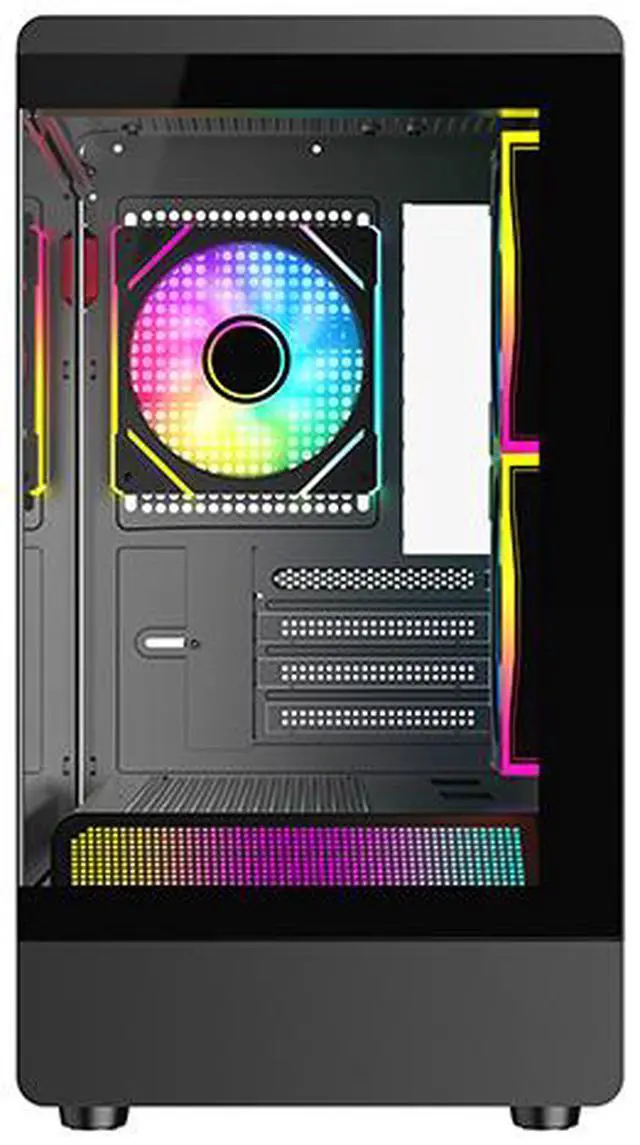 Alt view image 10 of 15 - DIYPC ARGB-M1-BK Black USB3.0 Tempered Glass Micro ATX Gaming Computer Case w/ Dual Tempered Glass Panel and 3 x ARGB PWM Fans (Pre-Installed)