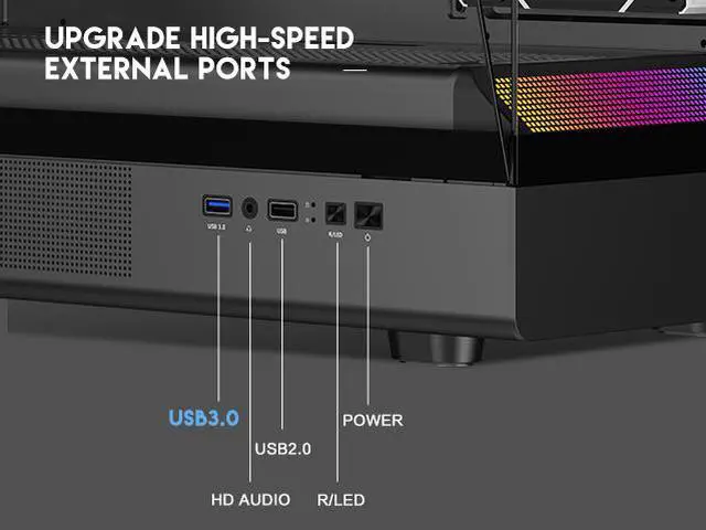 Alt view image 5 of 15 - DIYPC ARGB-M1-BK Black USB3.0 Tempered Glass Micro ATX Gaming Computer Case w/ Dual Tempered Glass Panel and 3 x ARGB PWM Fans (Pre-Installed)