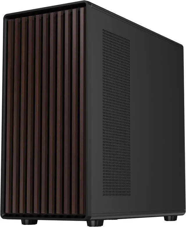 Alt view image 10 of 14 - DIYPC DIY-ATX08-Wood Black USB3.0 /Type C ATX Mid Tower Gaming Computer Case w/ Tempered Glass Side Panel and Walnut Wood Front Panel, 4 x 120mm PWM Fans Pre-Installed