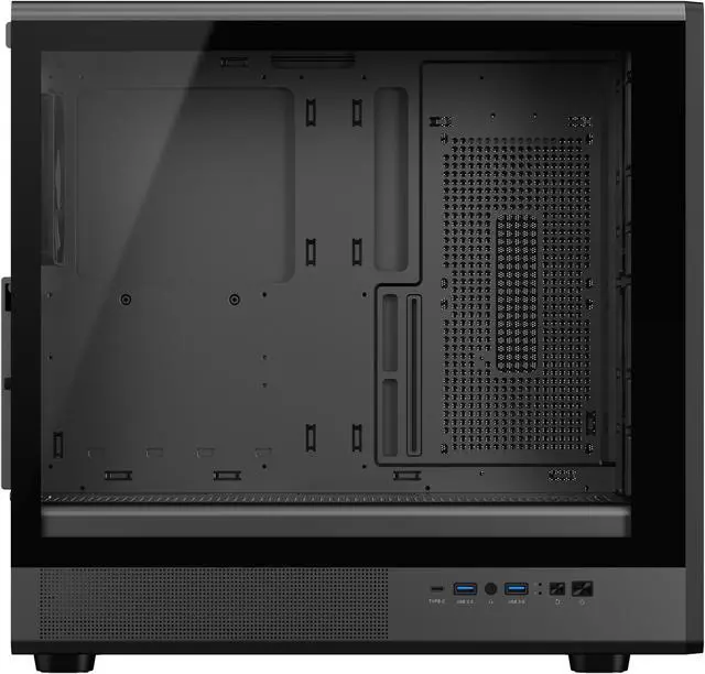 Alt view image 11 of 14 - DIYPC DIY-ATX08-Wood Black USB3.0 /Type C ATX Mid Tower Gaming Computer Case w/ Tempered Glass Side Panel and Walnut Wood Front Panel, 4 x 120mm PWM Fans Pre-Installed
