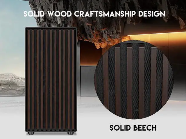 Alt view image 3 of 14 - DIYPC DIY-ATX08-Wood Black USB3.0 /Type C ATX Mid Tower Gaming Computer Case w/ Tempered Glass Side Panel and Walnut Wood Front Panel, 4 x 120mm PWM Fans Pre-Installed