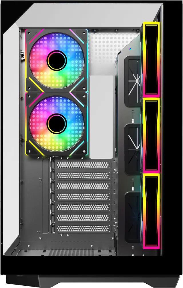 Alt view image 12 of 16 - DIYPC  ARGB-DC800-BK Black Dual USB3.0 and Type C Tempered Glass ATX Mid Tower Gaming Computer Case w/ 5 x ARGB PWM Fans (3 x MB Side, 2 x Rear) Pre-Installed. Support BTF Back Plug MB