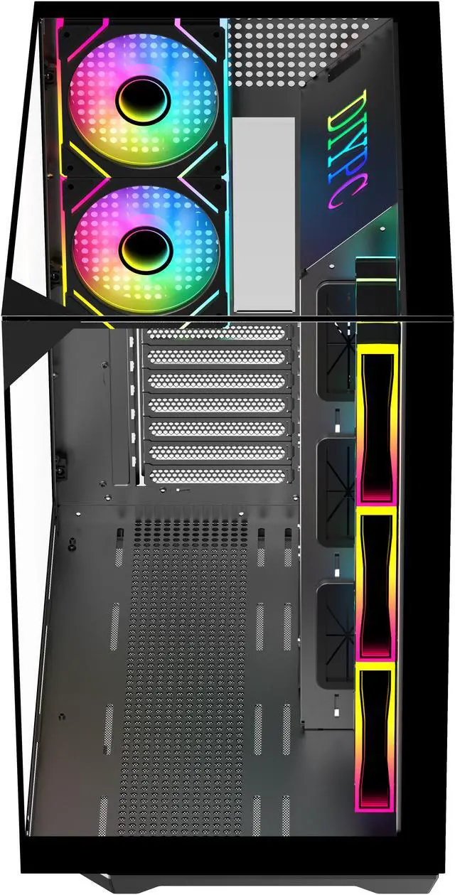Alt view image 13 of 16 - DIYPC  ARGB-DC800-BK Black Dual USB3.0 and Type C Tempered Glass ATX Mid Tower Gaming Computer Case w/ 5 x ARGB PWM Fans (3 x MB Side, 2 x Rear) Pre-Installed. Support BTF Back Plug MB