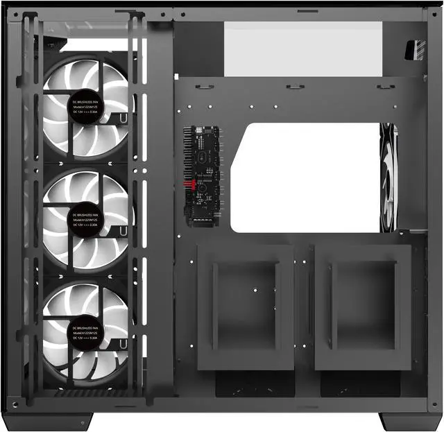 Alt view image 15 of 16 - DIYPC  ARGB-DC800-BK Black Dual USB3.0 and Type C Tempered Glass ATX Mid Tower Gaming Computer Case w/ 5 x ARGB PWM Fans (3 x MB Side, 2 x Rear) Pre-Installed. Support BTF Back Plug MB