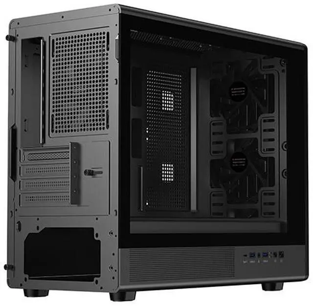 Alt view image 13 of 15 - DIYPC DIY-mATX06-Wood Black USB3.0 /Type C Micro ATX Mid Tower Gaming Computer Case w/ Tempered Glass Side Panel and Walnut Wood Front Panel / 4 x PWM Fans Pre-Installed