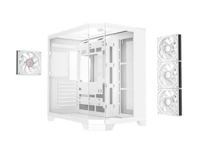Alt view image 7 of 8 - DIYPC ARGB-N8-W White Dual USB3.0/ 1 xType C Tempered Glass ATX Gaming Computer Case w/ 4 xTempered Glass Panel and 4 x ARGB PWM Fans (Pre-Installed)
