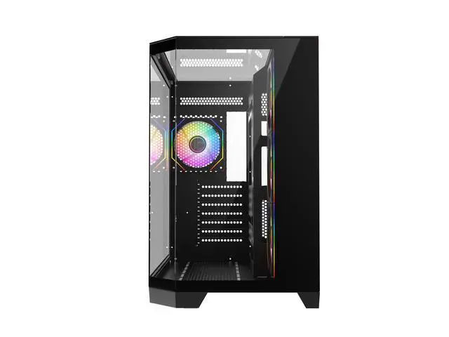 Alt view image 10 of 16 - DIYPC ARGB-N8-BK Black Dual USB3.0/ 1 xType C Tempered Glass ATX Gaming Computer Case w/ 4 x Tempered Glass Panel and 4 x ARGB PWM Fans (Pre-Installed)