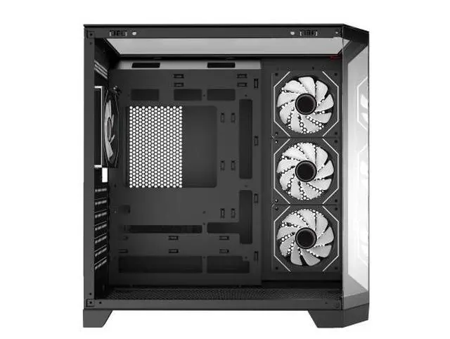 Alt view image 14 of 16 - DIYPC ARGB-N8-BK Black Dual USB3.0/ 1 xType C Tempered Glass ATX Gaming Computer Case w/ 4 x Tempered Glass Panel and 4 x ARGB PWM Fans (Pre-Installed)