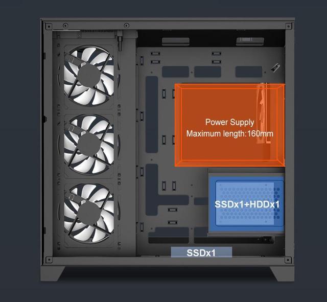 Alt view image 5 of 16 - DIYPC ARGB-N8-BK Black Dual USB3.0/ 1 xType C Tempered Glass ATX Gaming Computer Case w/ 4 x Tempered Glass Panel and 4 x ARGB PWM Fans (Pre-Installed)