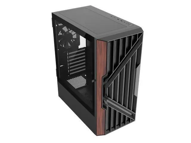 Alt view image 3 of 9 - DIYPC DIY-G18-WD Black USB3.0 /Type C ATX Mid Tower Gaming Computer Case w/ Tempered Glass Side Panel and Walnut Wood Front Panel. 4 x 120mm PWM Fan Pre-Installed