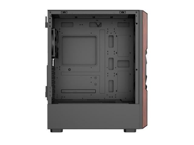 Alt view image 7 of 9 - DIYPC DIY-G18-WD Black USB3.0 /Type C ATX Mid Tower Gaming Computer Case w/ Tempered Glass Side Panel and Walnut Wood Front Panel. 4 x 120mm PWM Fan Pre-Installed