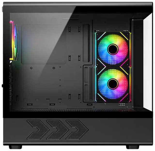 Alt view image 13 of 16 - DIYPC IDX1-BK-ARGB Black USB3.0/ Type C Tempered Glass ATX Gaming Computer Case w/ Dual Tempered Glass Panel and 3 x ARGB PWM Fans (Pre-Installed)