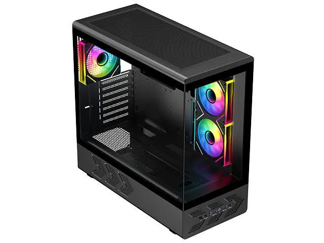 Alt view image 16 of 16 - DIYPC IDX1-BK-ARGB Black USB3.0/ Type C Tempered Glass ATX Gaming Computer Case w/ Dual Tempered Glass Panel and 3 x ARGB PWM Fans (Pre-Installed)