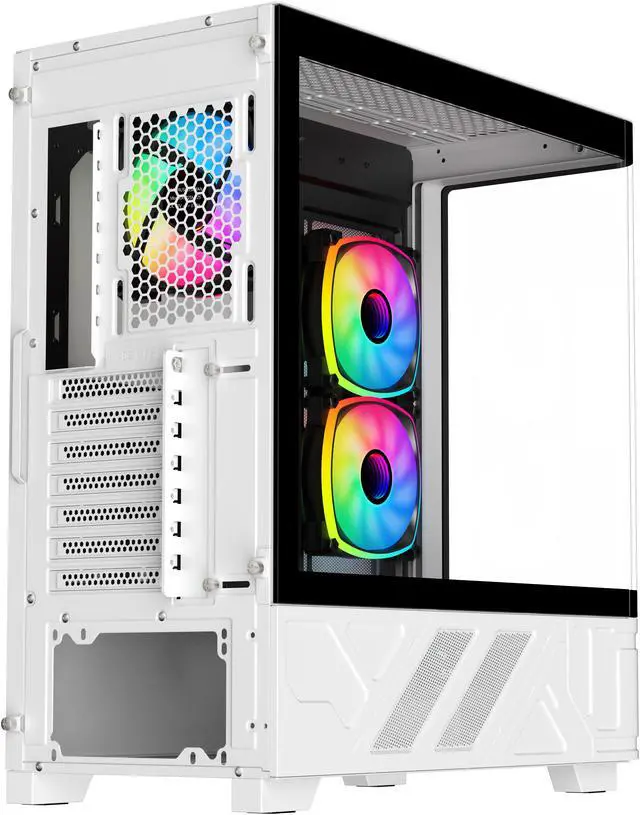 Alt view image 2 of 8 - DIYPC IDX2-LCD-ARGB Black Dual USB3.0/ 1 x Type C Tempered Glass ATX Gaming Computer Case w/ Dual Tempered Glass Panel and 3 x ARGB PWM Fans (Pre-Installed)