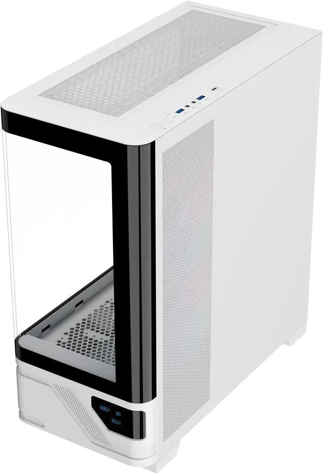 Alt view image 8 of 8 - DIYPC IDX2-LCD-ARGB Black Dual USB3.0/ 1 x Type C Tempered Glass ATX Gaming Computer Case w/ Dual Tempered Glass Panel and 3 x ARGB PWM Fans (Pre-Installed)