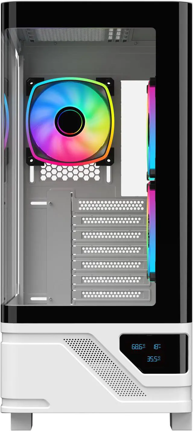 Alt view image 6 of 8 - DIYPC IDX2-LCD-ARGB Black Dual USB3.0/ 1 x Type C Tempered Glass ATX Gaming Computer Case w/ Dual Tempered Glass Panel and 3 x ARGB PWM Fans (Pre-Installed)