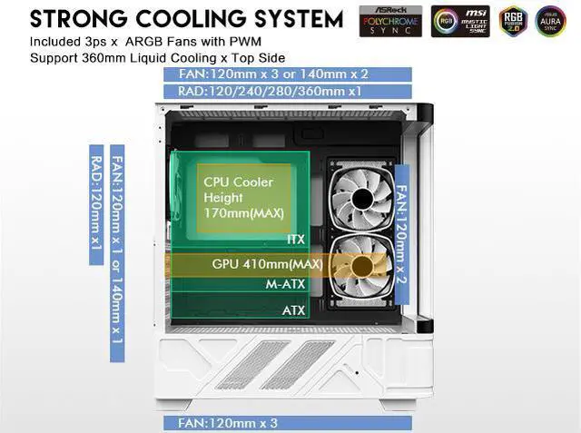 Alt view image 6 of 17 - DIYPC IDX2-LCD-ARGB Black USB3.0/Type C Curved Tempered Glass ATX Gaming Computer Case w/Integrated LCD Screen, 3 x ARGB PWM Fans (Pre-Installed)