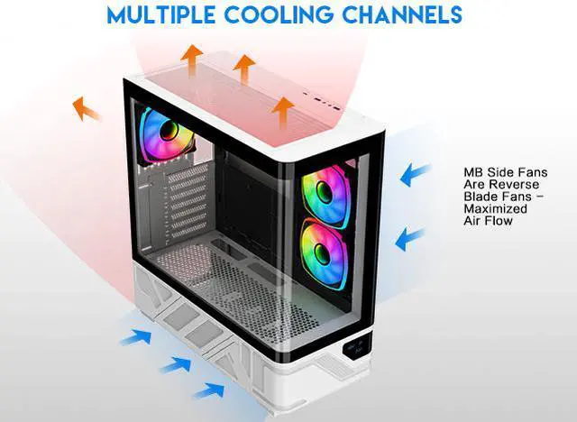 Alt view image 7 of 17 - DIYPC IDX2-LCD-ARGB Black USB3.0/Type C Curved Tempered Glass ATX Gaming Computer Case w/Integrated LCD Screen, 3 x ARGB PWM Fans (Pre-Installed)