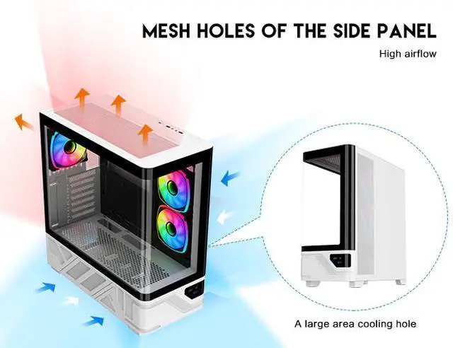 Alt view image 9 of 17 - DIYPC IDX2-LCD-ARGB Black USB3.0/Type C Curved Tempered Glass ATX Gaming Computer Case w/Integrated LCD Screen, 3 x ARGB PWM Fans (Pre-Installed)