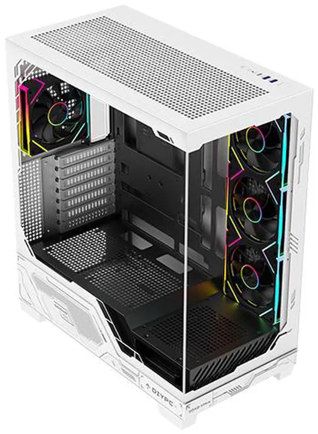 Alt view image 11 of 16 - DIYPC IDX2-Ultra-ARGB Black Dual USB3.0/ 1 x Type C Tempered Glass ATX Gaming Computer Case w/ Dual Tempered Glass Panel and 4 x ARGB PWM Fans (Pre-Installed)