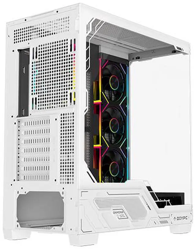 Alt view image 13 of 16 - DIYPC IDX2-Ultra-ARGB Black Dual USB3.0/ 1 x Type C Tempered Glass ATX Gaming Computer Case w/ Dual Tempered Glass Panel and 4 x ARGB PWM Fans (Pre-Installed)