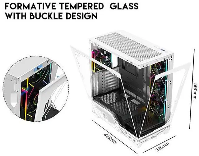 Alt view image 3 of 16 - DIYPC IDX2-Ultra-ARGB Black Dual USB3.0/ 1 x Type C Tempered Glass ATX Gaming Computer Case w/ Dual Tempered Glass Panel and 4 x ARGB PWM Fans (Pre-Installed)