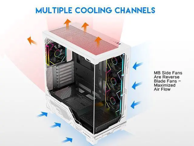 Alt view image 7 of 16 - DIYPC IDX2-Ultra-ARGB Black Dual USB3.0/ 1 x Type C Tempered Glass ATX Gaming Computer Case w/ Dual Tempered Glass Panel and 4 x ARGB PWM Fans (Pre-Installed)