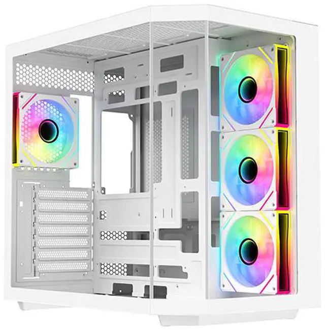 Alt view image 9 of 16 - DIYPC ARGB-N3-W White USB3.0/ Type C Tempered Glass E-ATX /ATX Gaming Computer Case w/ 3 x Tempered Glass Panel and 4 x ARGB PWM Fans (Pre-Installed).