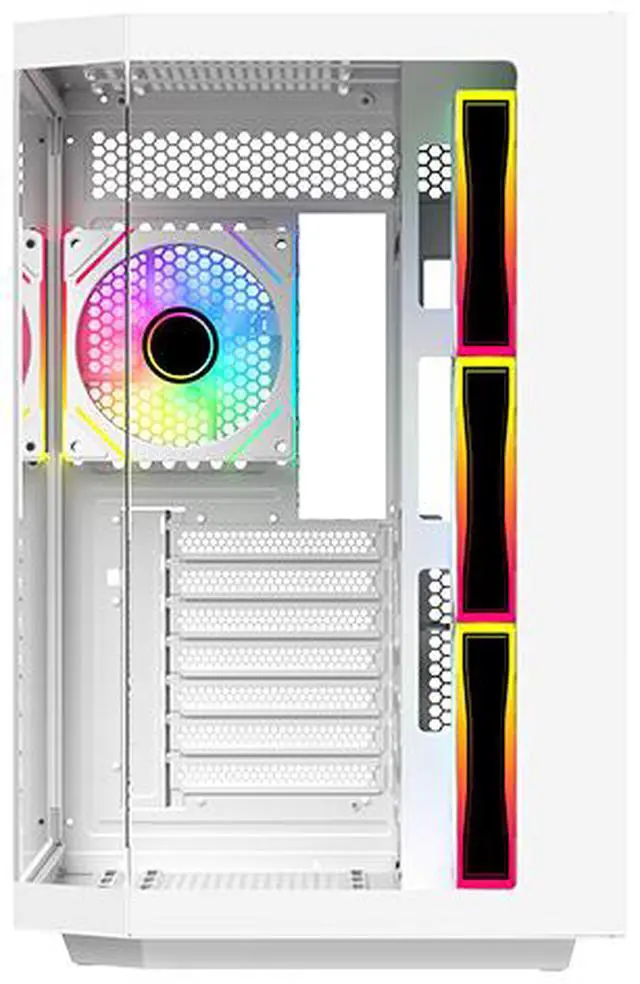 Alt view image 10 of 16 - DIYPC ARGB-N3-W White USB3.0/ Type C Tempered Glass E-ATX /ATX Gaming Computer Case w/ 3 x Tempered Glass Panel and 4 x ARGB PWM Fans (Pre-Installed).