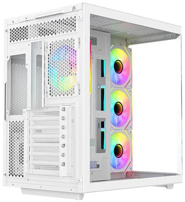 Alt view image 12 of 16 - DIYPC ARGB-N3-W White USB3.0/ Type C Tempered Glass E-ATX /ATX Gaming Computer Case w/ 3 x Tempered Glass Panel and 4 x ARGB PWM Fans (Pre-Installed).