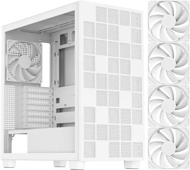 Main image of DIYPC IDX6-W White USB3.0 /Type C ATX Mid Tower Gaming Computer Case w/ Tempered Glass Side Panel and 4 x 120mm White Fans Pre-Installed