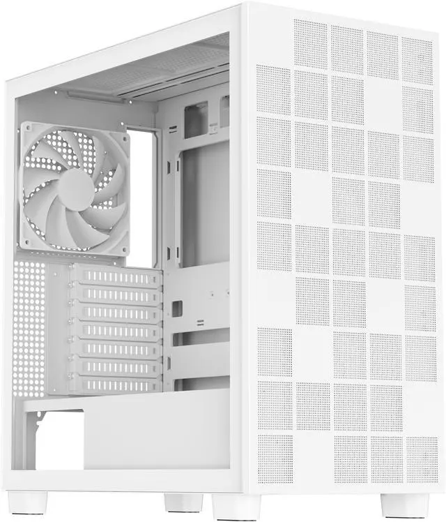Alt view image 2 of 12 - DIYPC IDX6-W White USB3.0 /Type C ATX Mid Tower Gaming Computer Case w/ Tempered Glass Side Panel and 4 x 120mm White Fans Pre-Installed